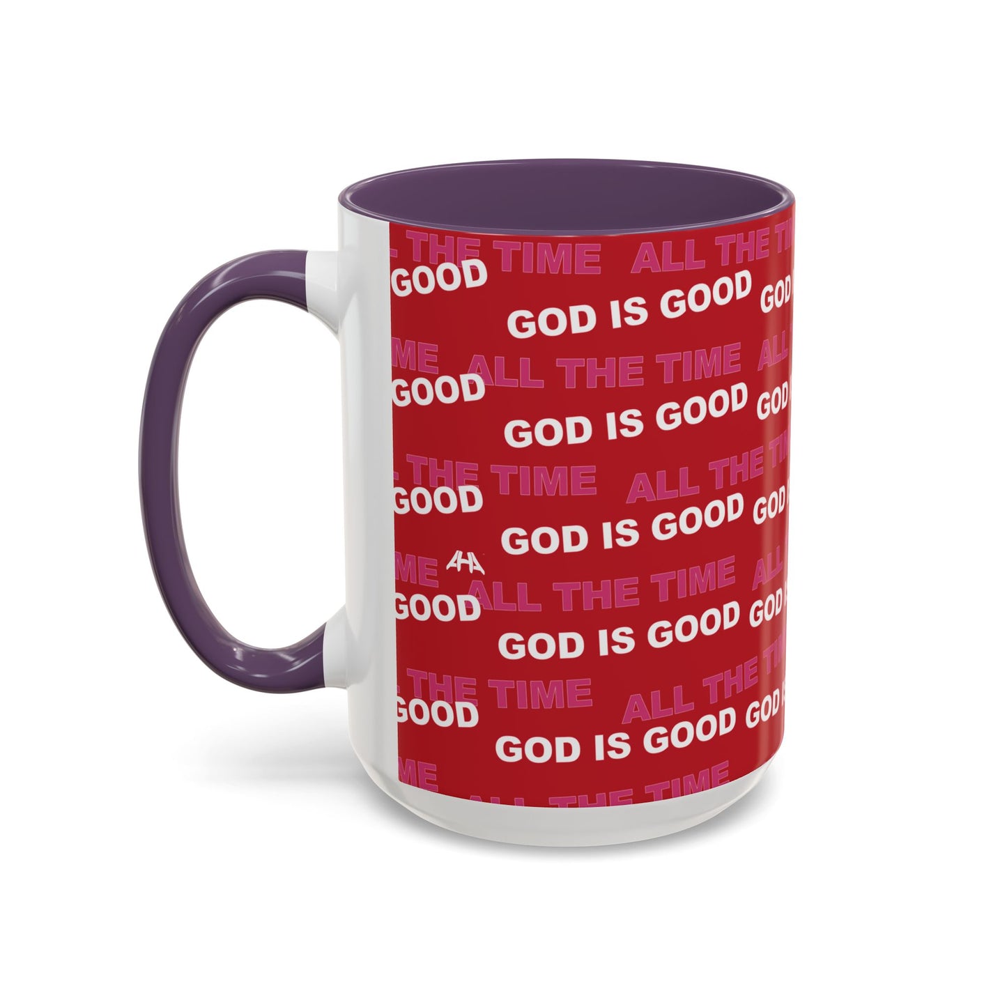 Red "God Is Good All The Time" Accent Coffee Mug (11, 15oz)
