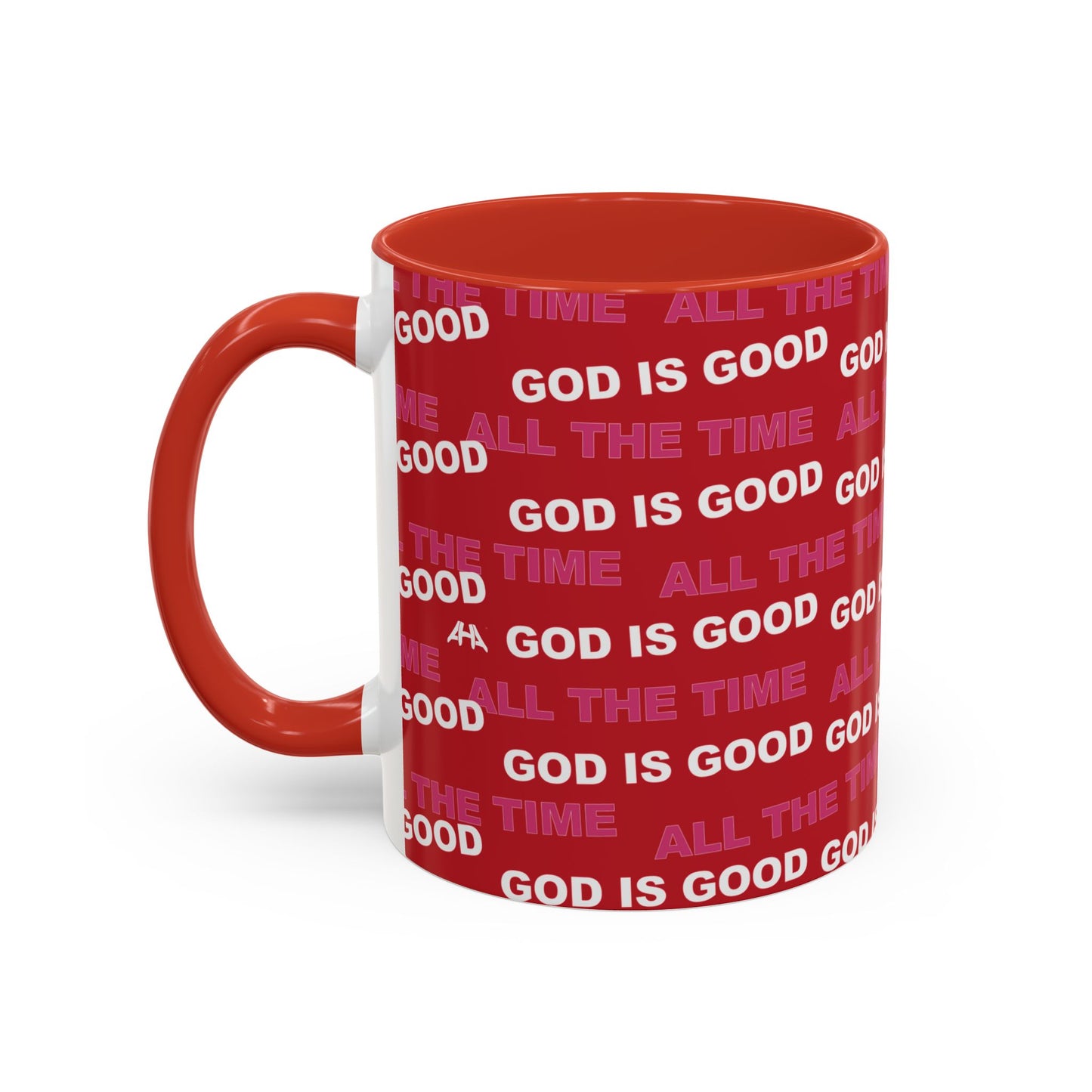 Red "God Is Good All The Time" Accent Coffee Mug (11, 15oz)