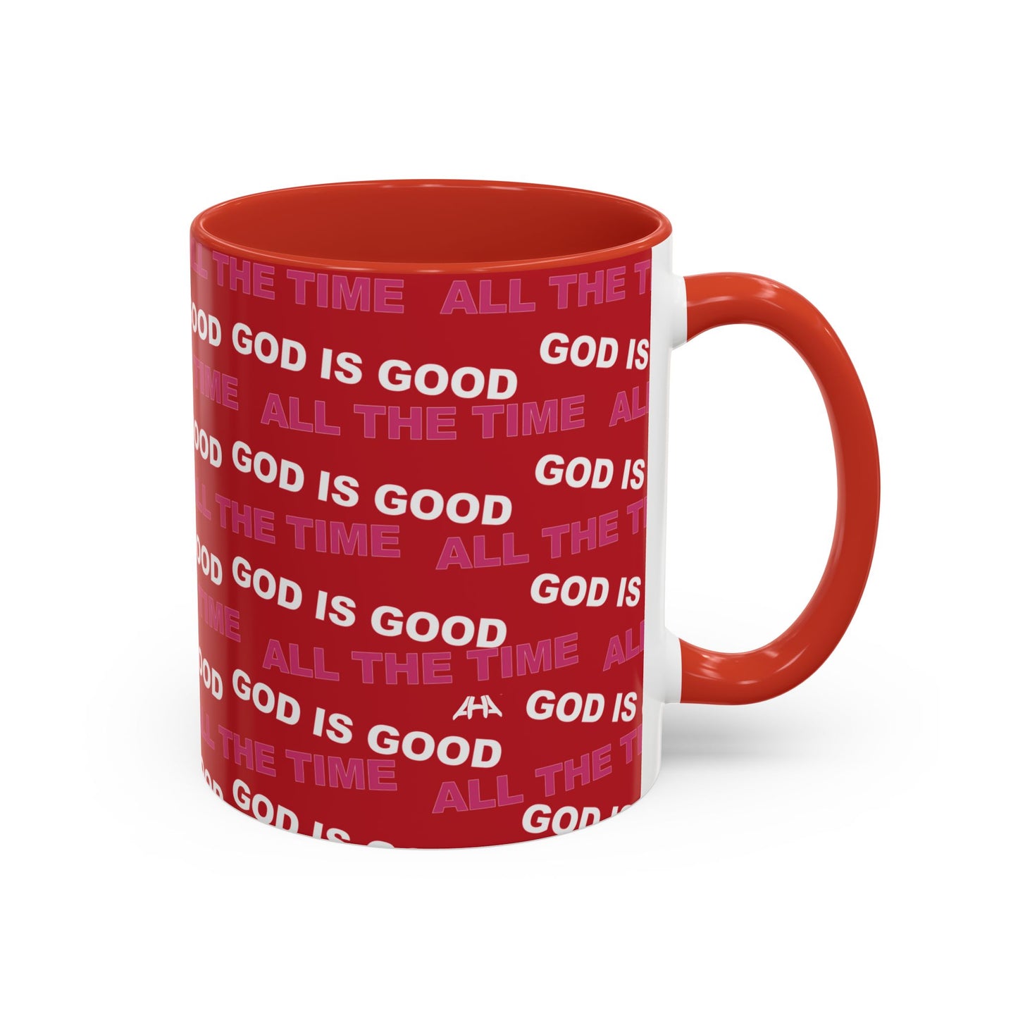 Red "God Is Good All The Time" Accent Coffee Mug (11, 15oz)