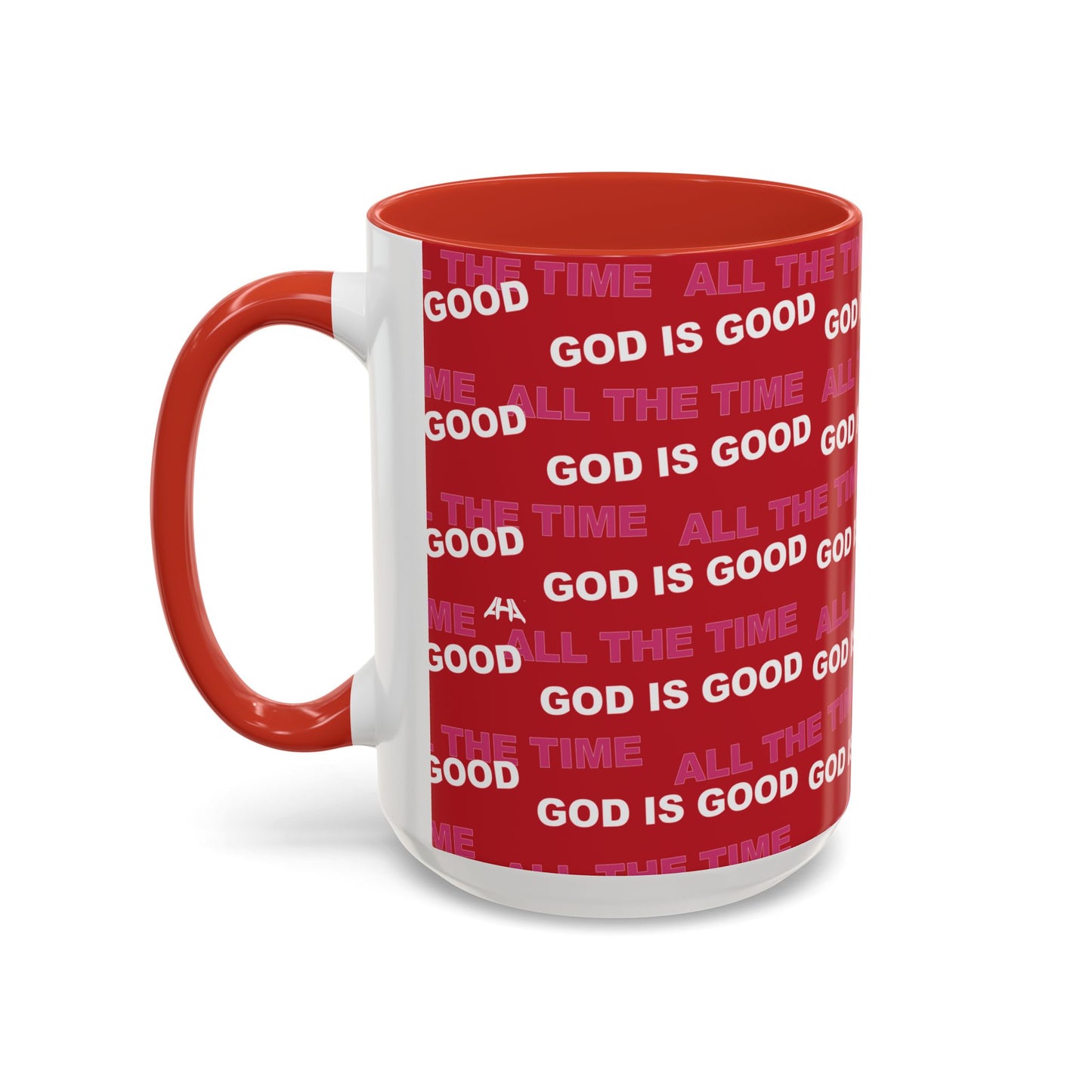 Red "God Is Good All The Time" Accent Coffee Mug (11, 15oz)