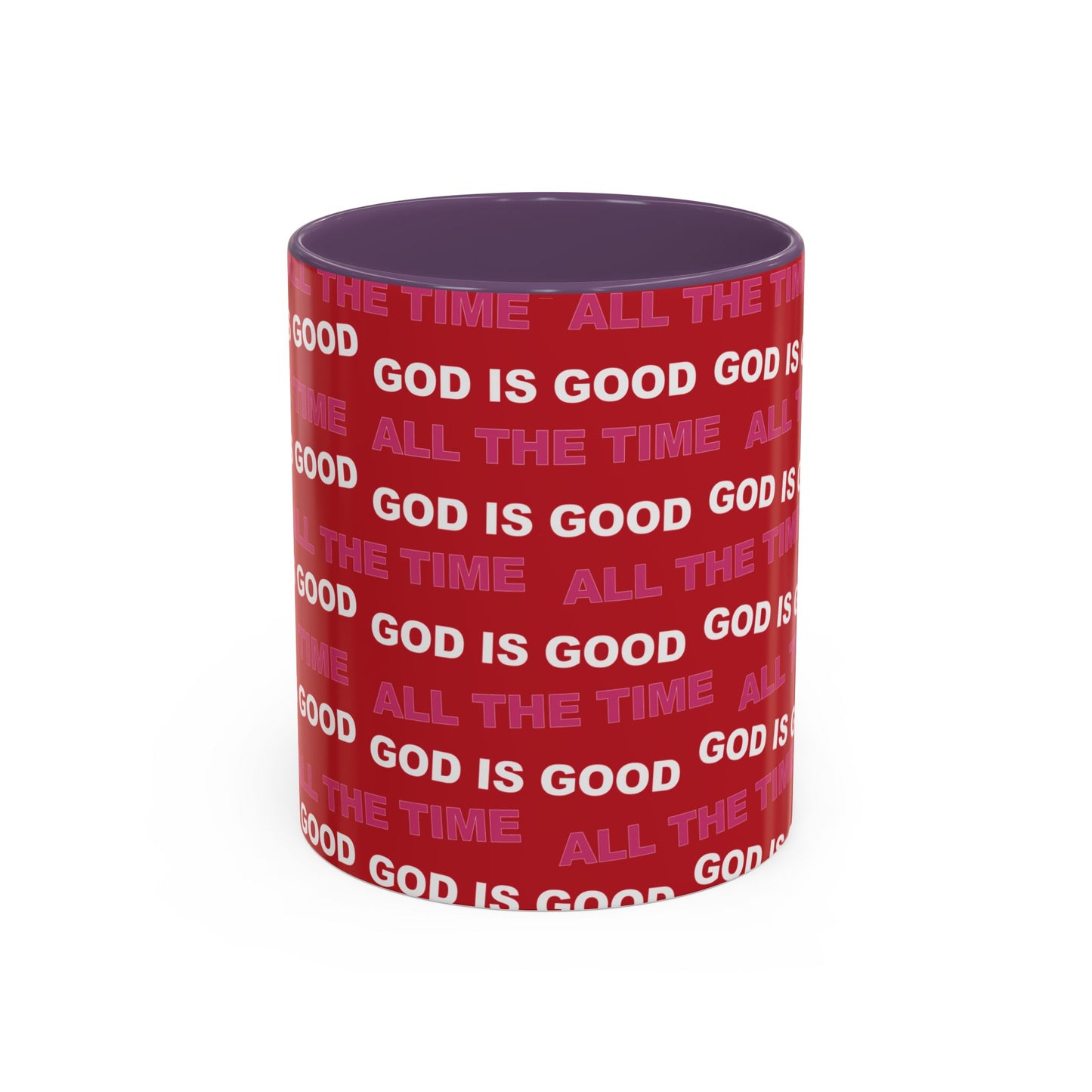 Red "God Is Good All The Time" Accent Coffee Mug (11, 15oz)