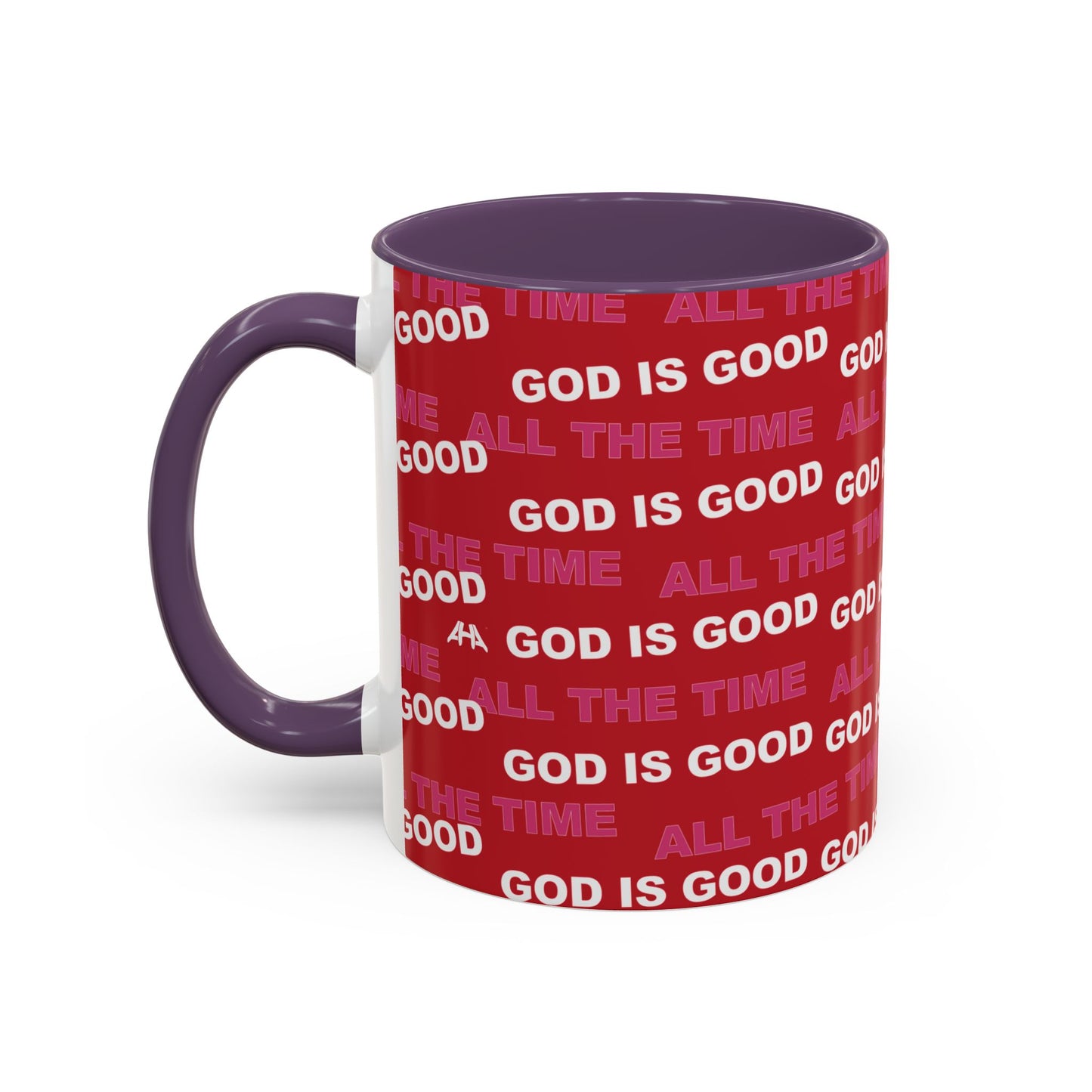 Red "God Is Good All The Time" Accent Coffee Mug (11, 15oz)