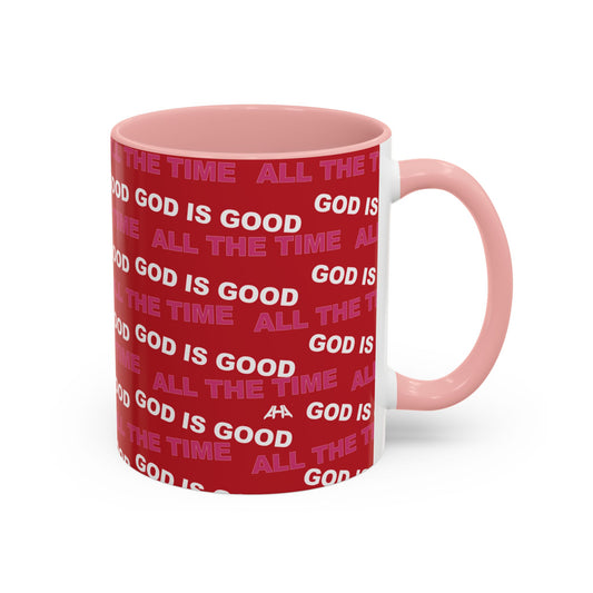 Red "God Is Good All The Time" Accent Coffee Mug (11, 15oz)