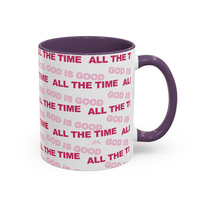 White "God Is Good All The Time" Accent Coffee Mug (11, 15oz)