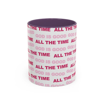 White "God Is Good All The Time" Accent Coffee Mug (11, 15oz)