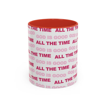 White "God Is Good All The Time" Accent Coffee Mug (11, 15oz)
